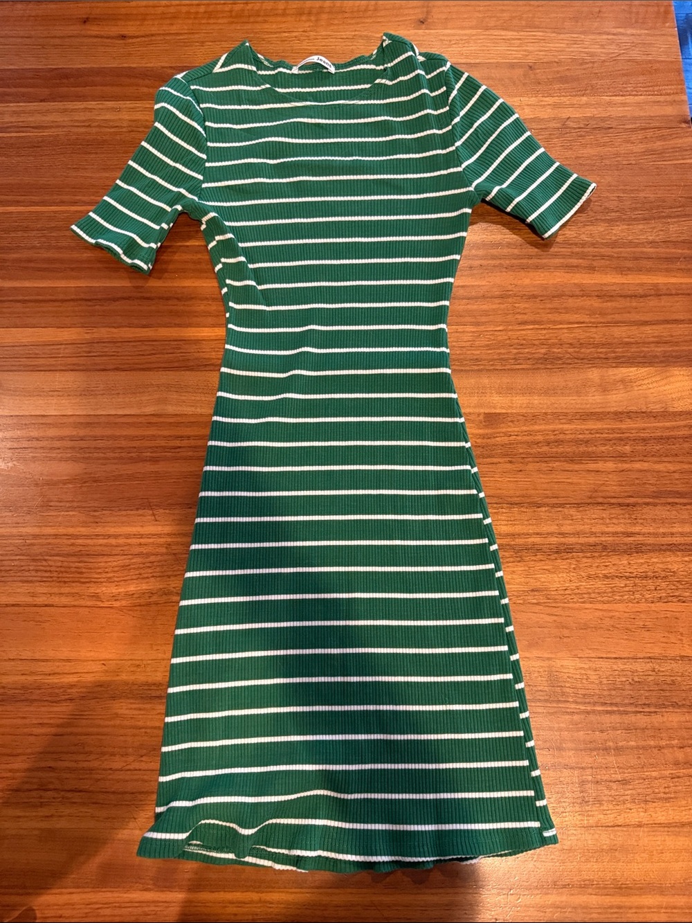 Reformation Jeans Kendy Women S Green White Striped Ribbed Mini Preppy Classic